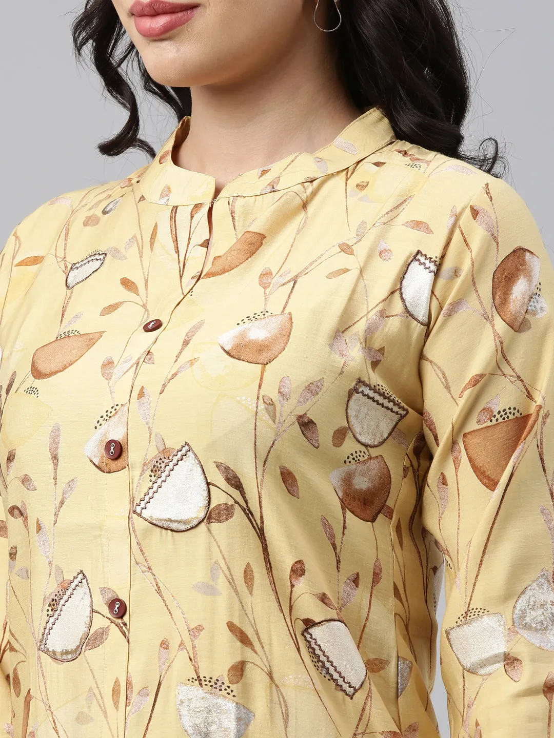 Neeru's Yellow Color Muslin Fabric Tunic