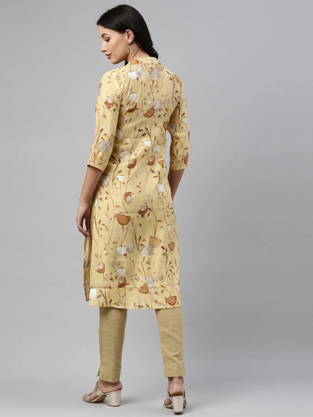 Neeru's Yellow Color Muslin Fabric Tunic