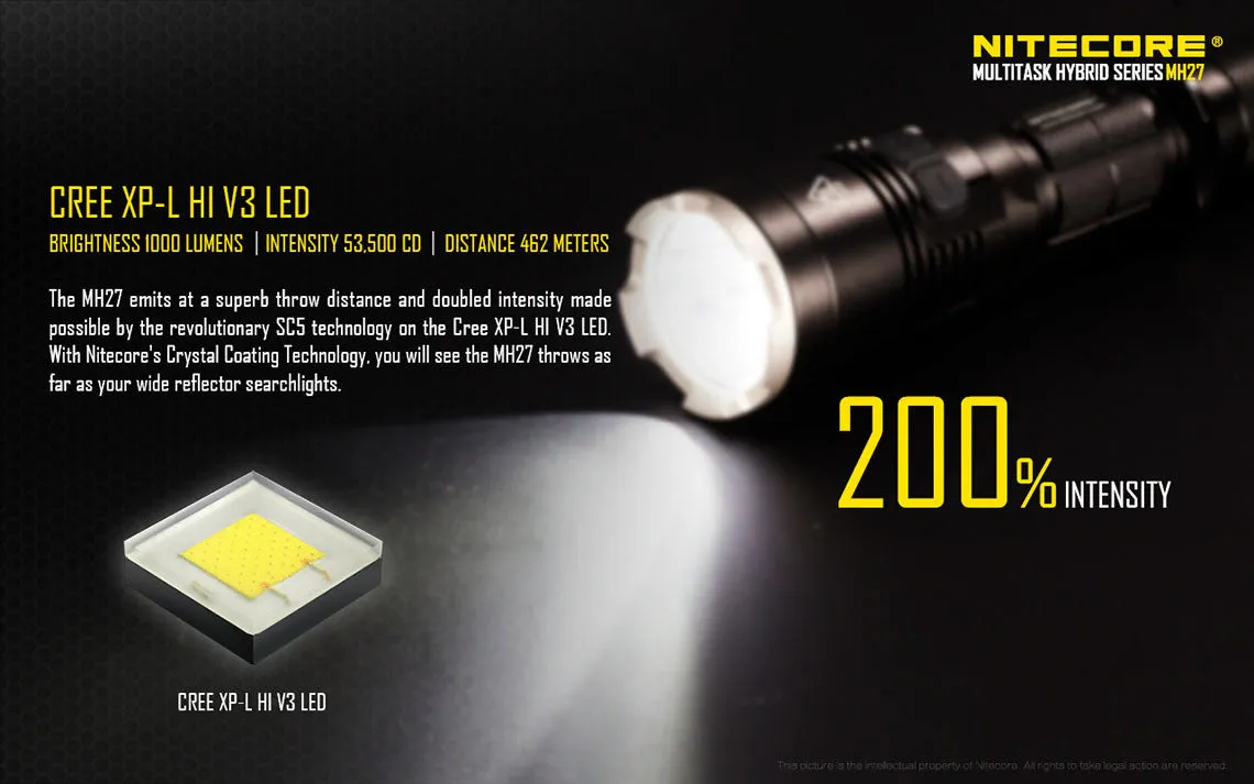 Nitecore MH27 Cree XP-L HI V3 LED Flashlight - 1000 lumen