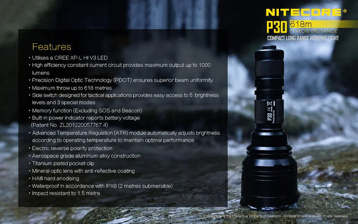 Nitecore P30 Long Range Hunting LED Flashlight