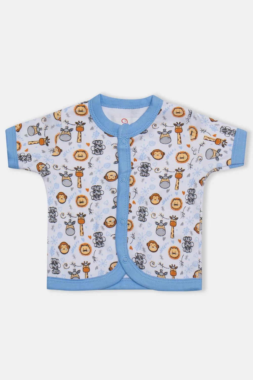 Oh Baby Cotton Interlock Knit Animal Print Halfsleeve T-Shirt Pack Of - 2 - Sky Blue & Assorted - Ts04