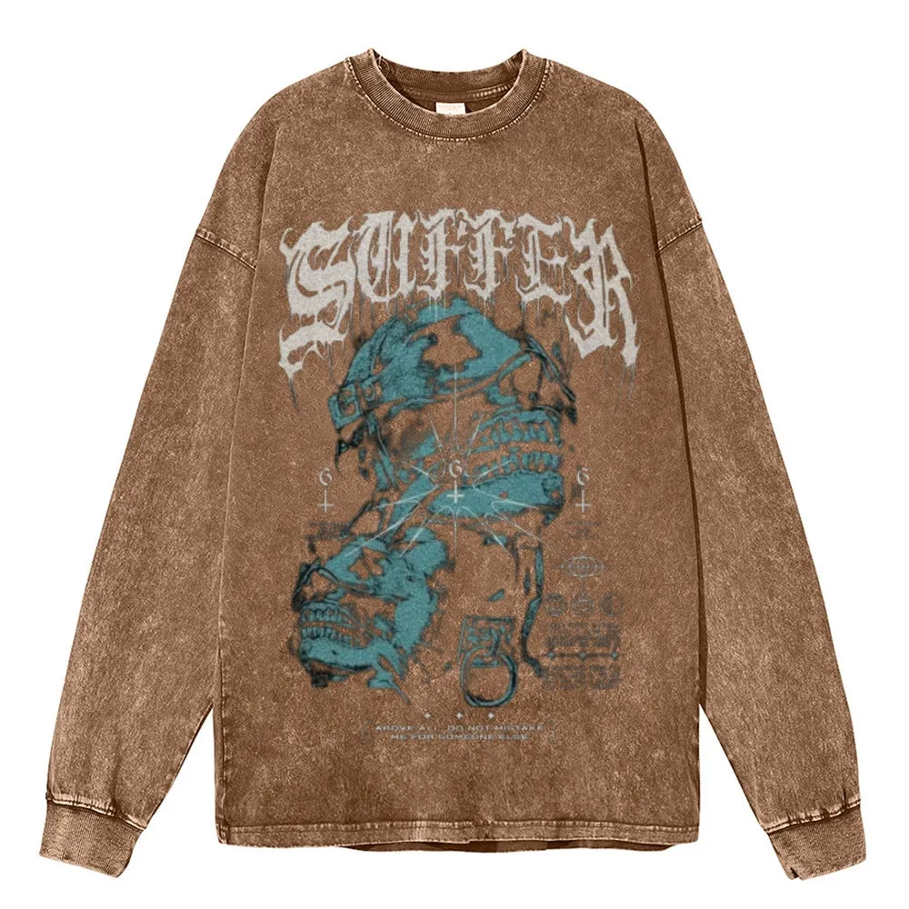 Oversized Vintage Washed Gothic Suffer Graphic Sweatshirt