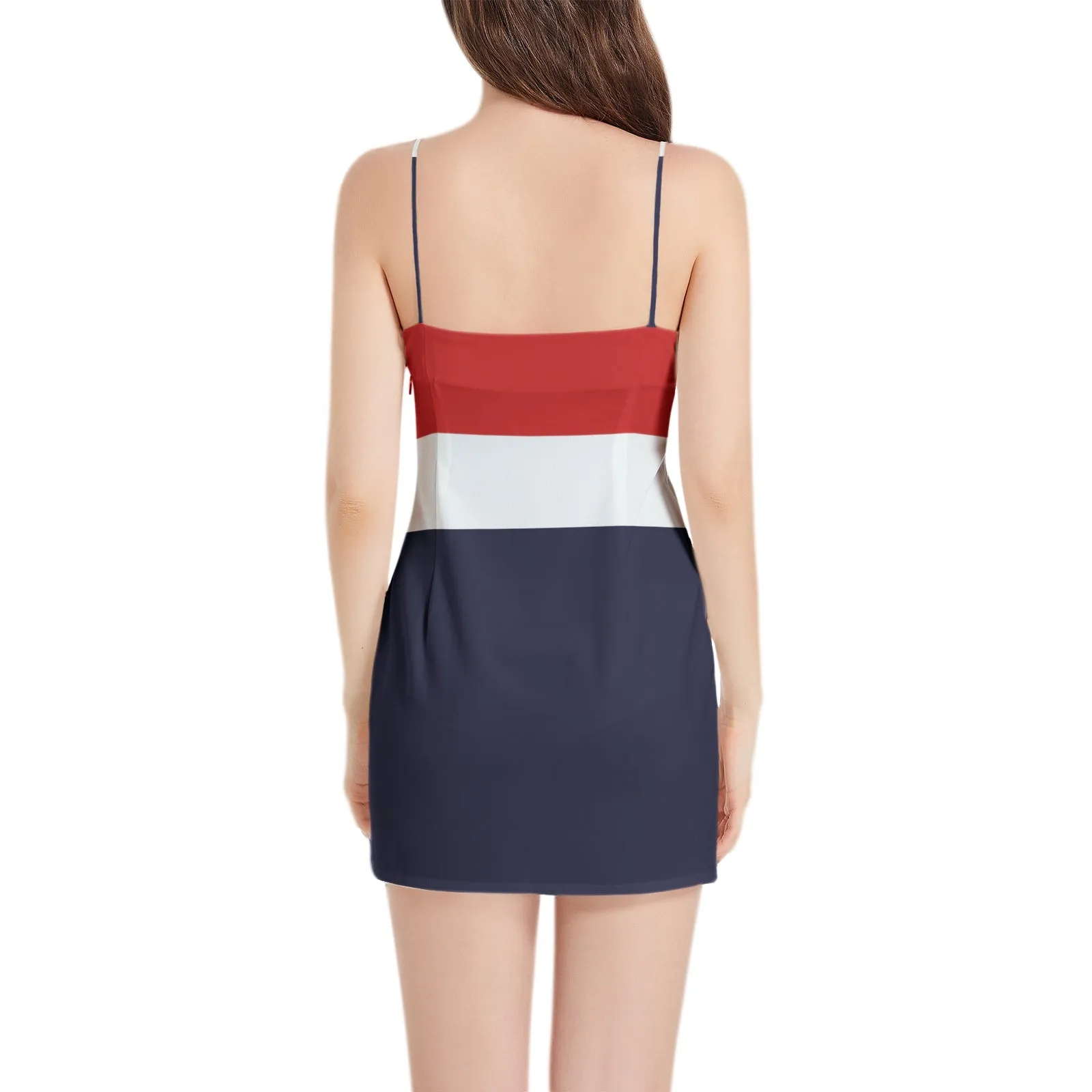 Patriot Stand Sleeveless Square Neckline Spaghetti Strap Mini Dress