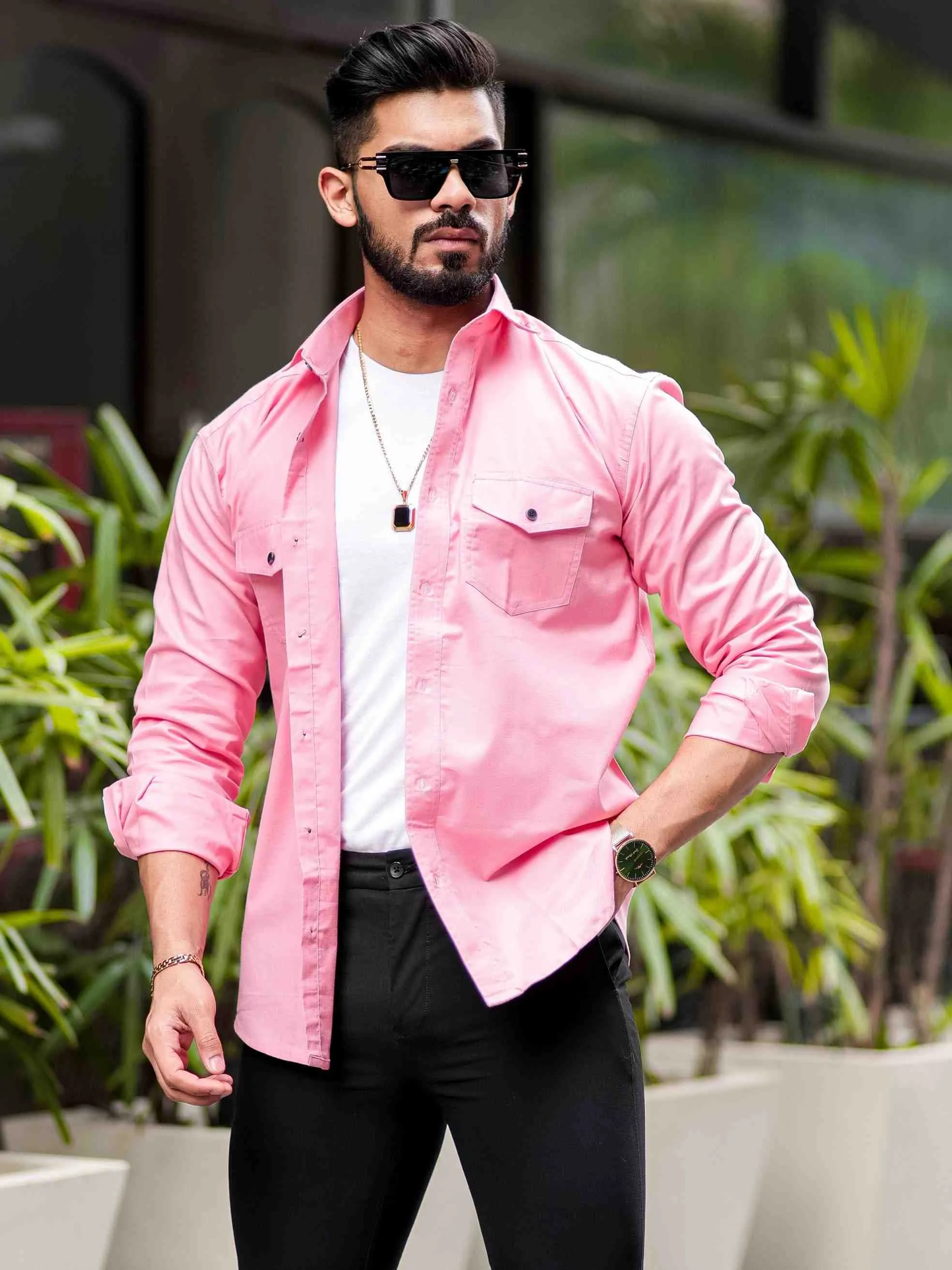 Pink Oxford Premium Cotton Over Shirt