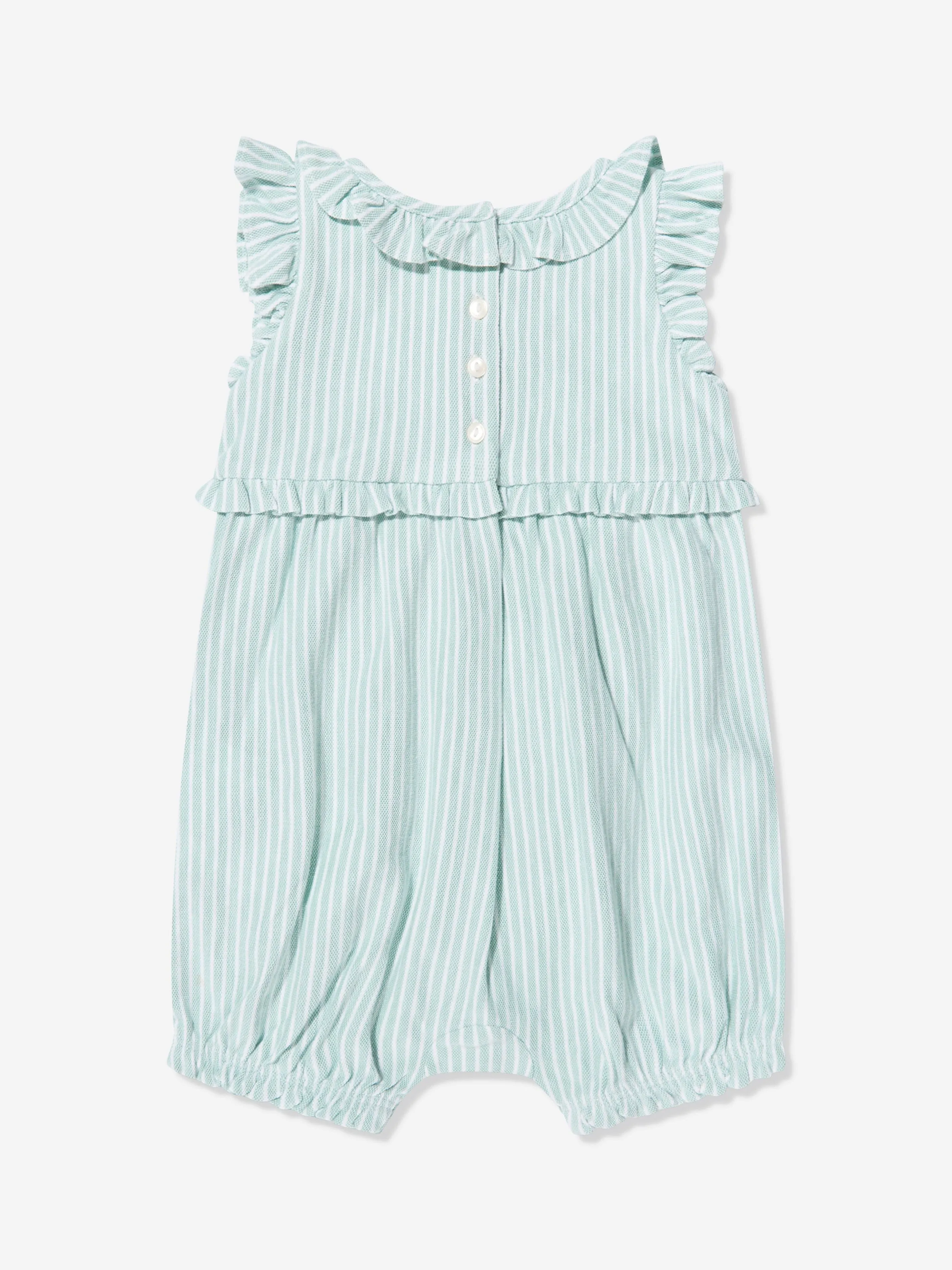 Ralph Lauren Baby Girls Striped Bubble Romper in Green