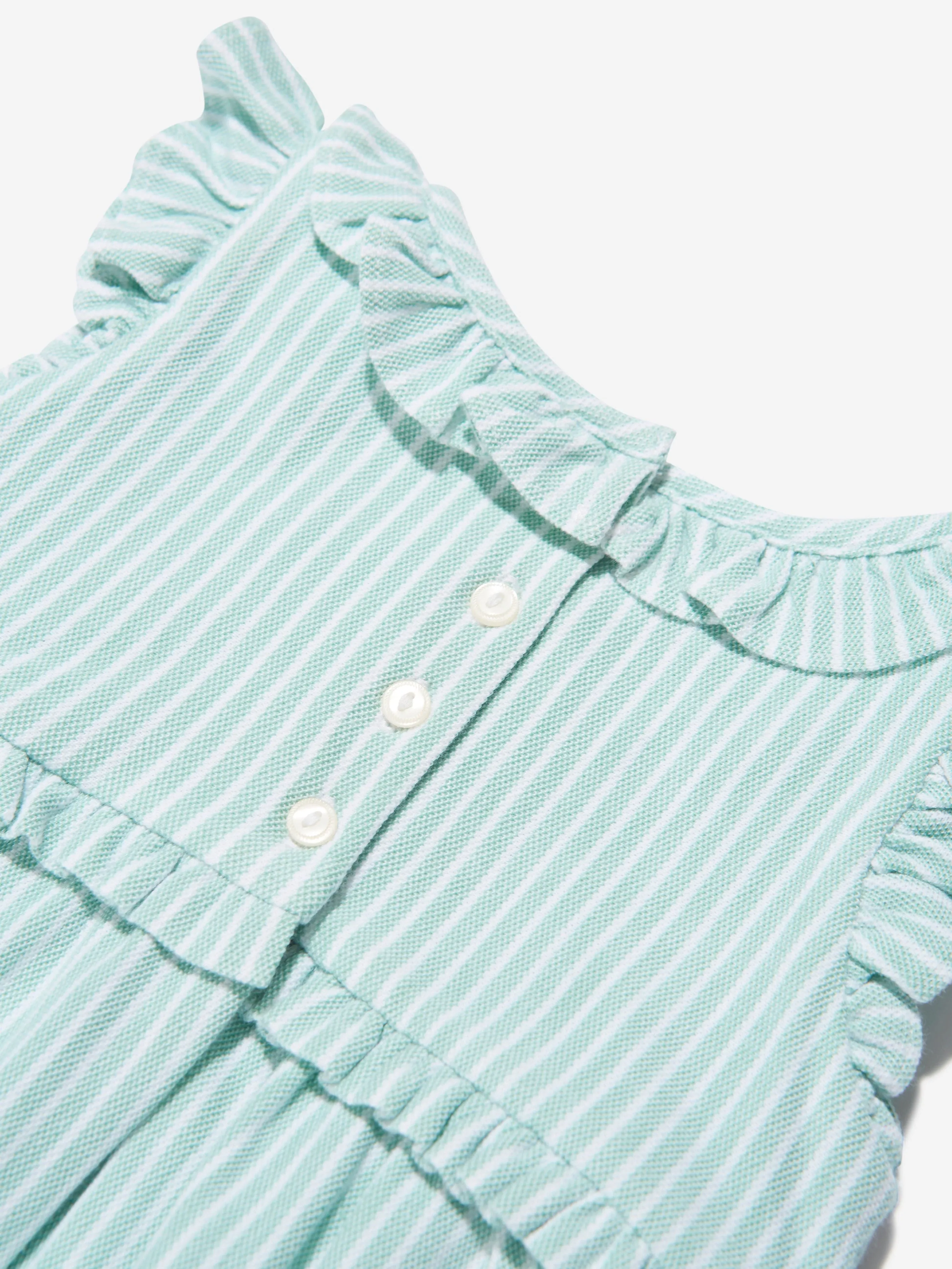 Ralph Lauren Baby Girls Striped Bubble Romper in Green