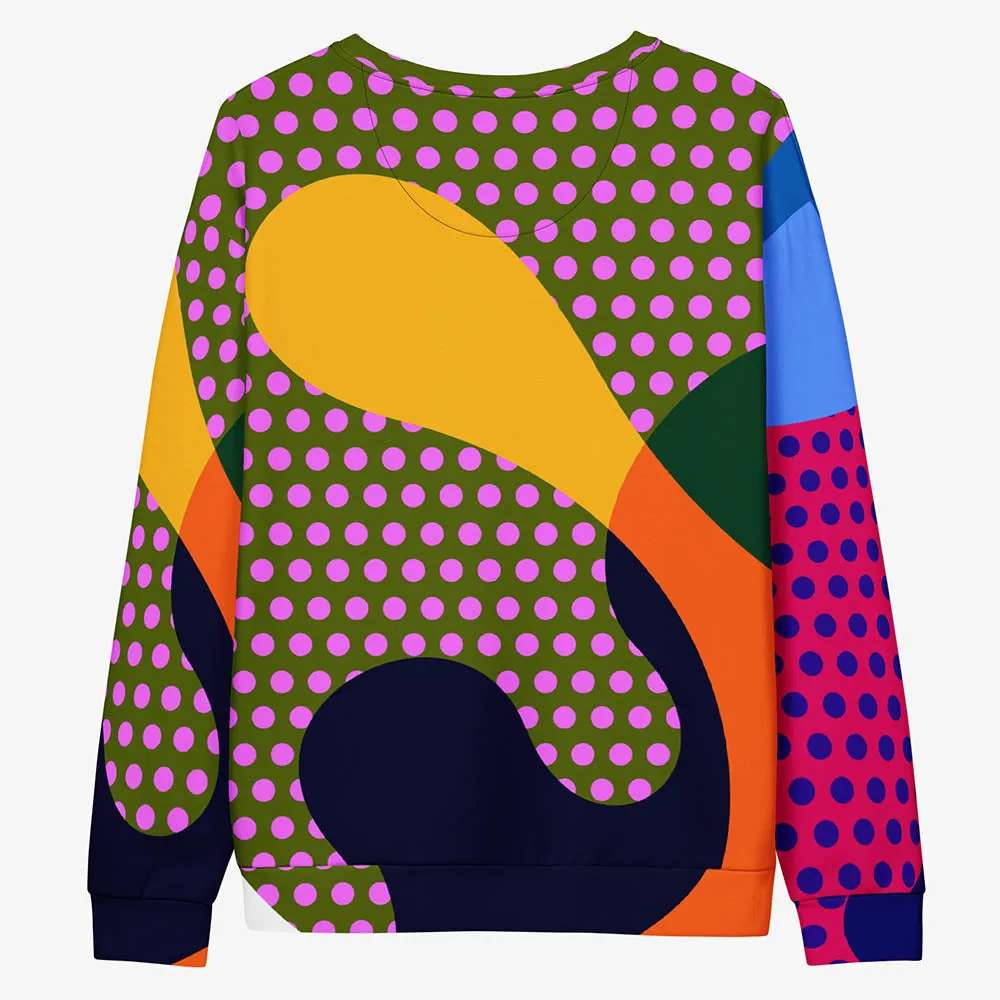 Recycled Printed Sweatshirt "Polkalicious" Red/Yellow/Blue