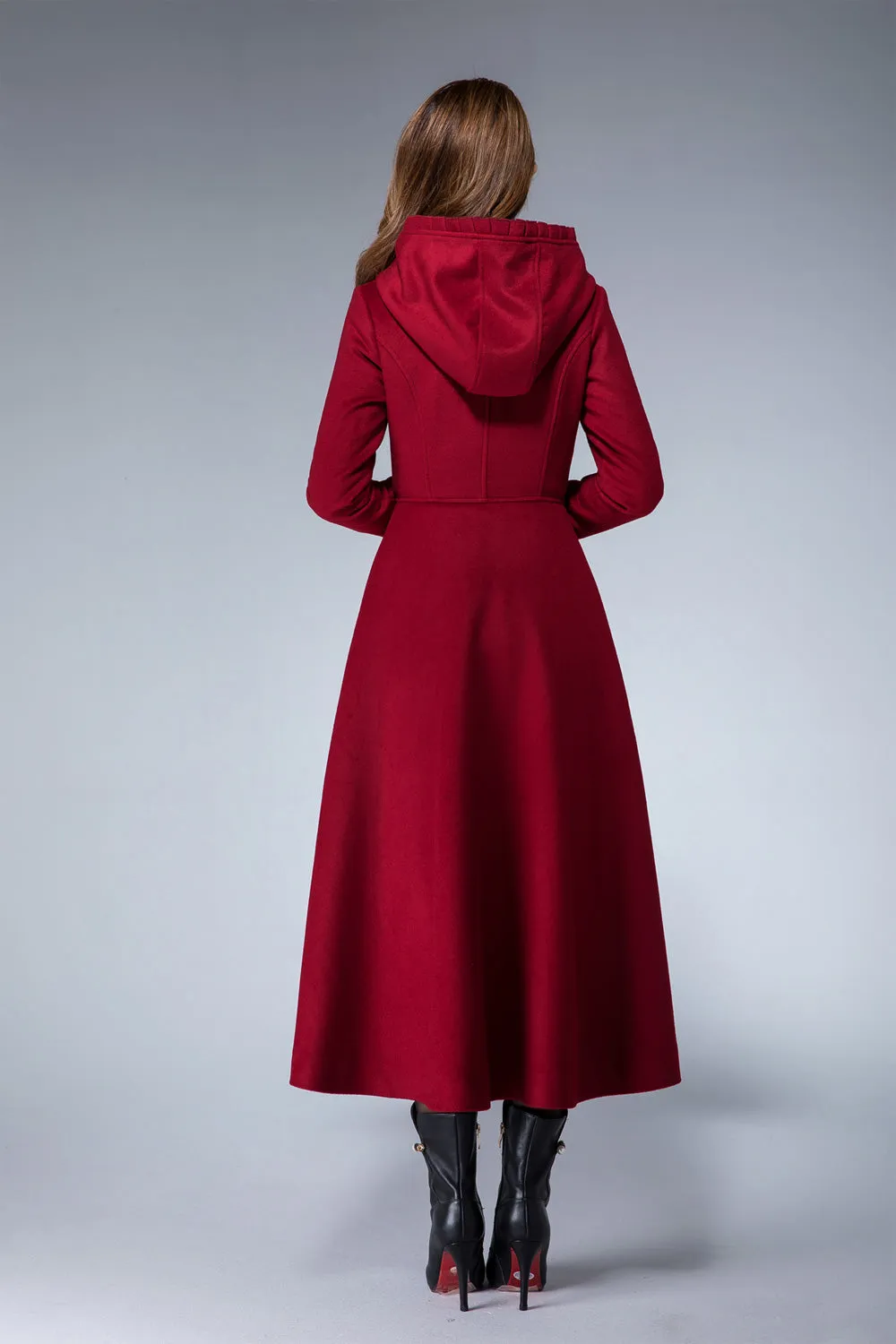 Red winter coat, wool coat 1861#