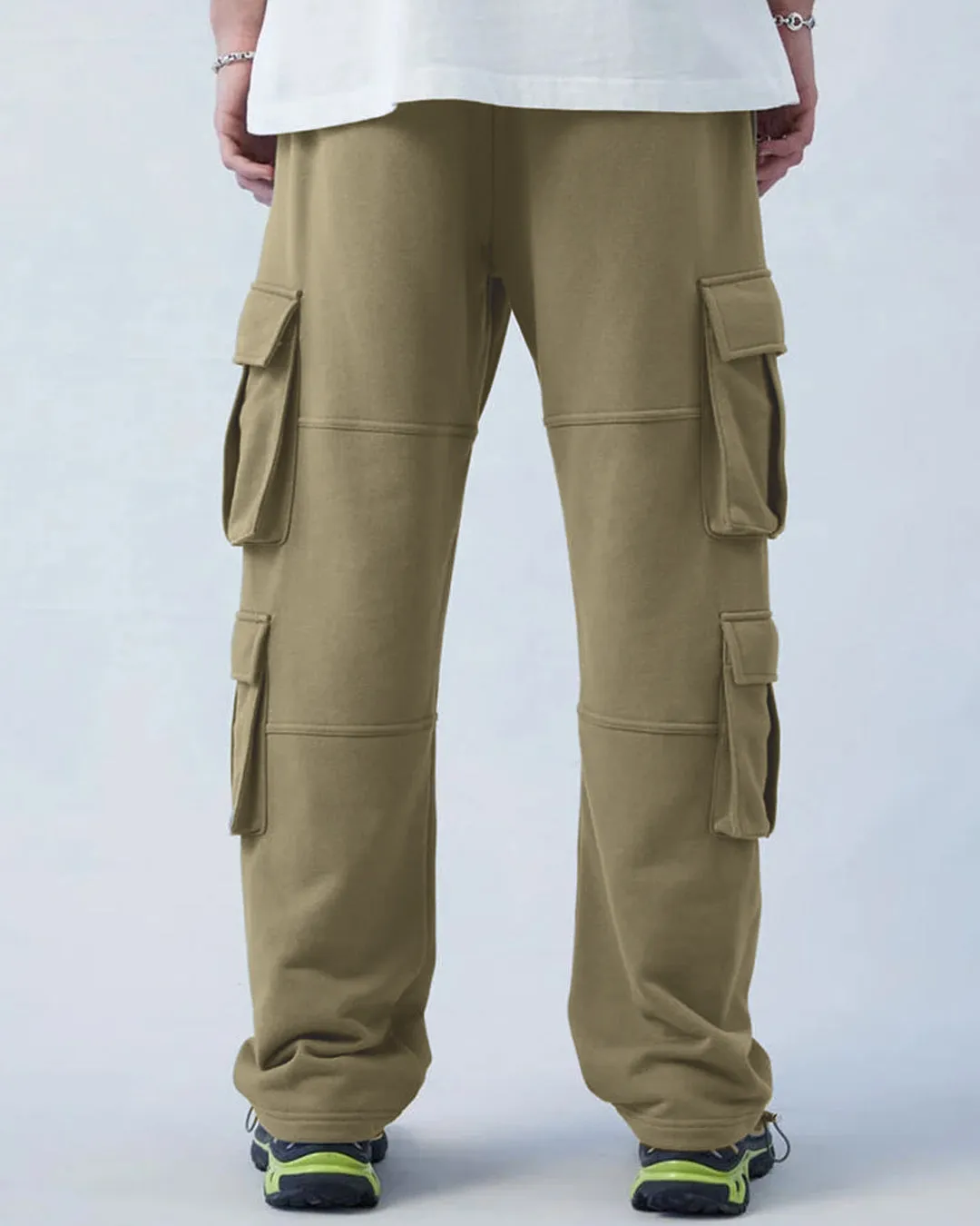 Relaxed Fit Terry Olive Straight Cargo Pant