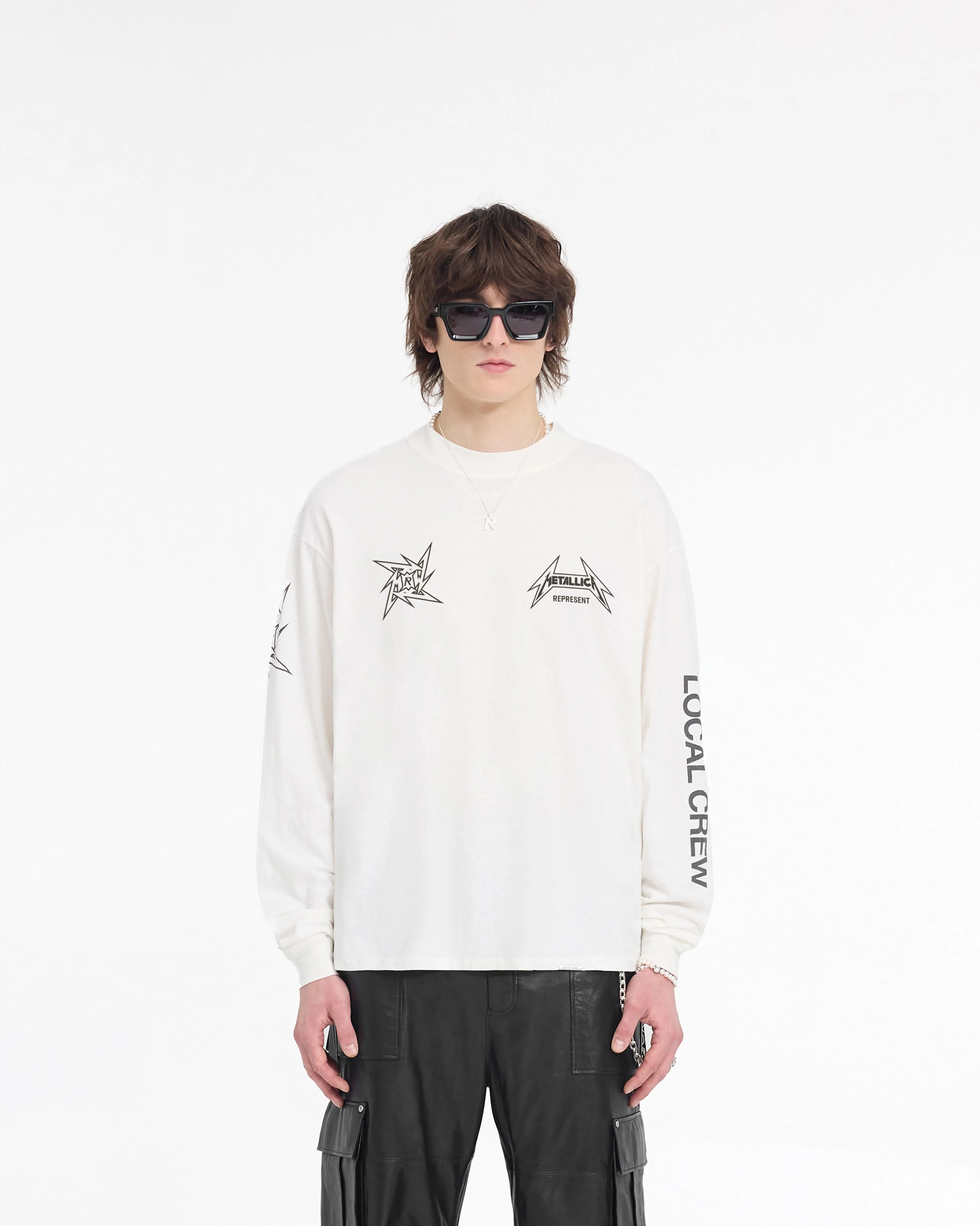 Represent X Metallica™️ Local Crew Long Sleeve T-Shirt - Flat White