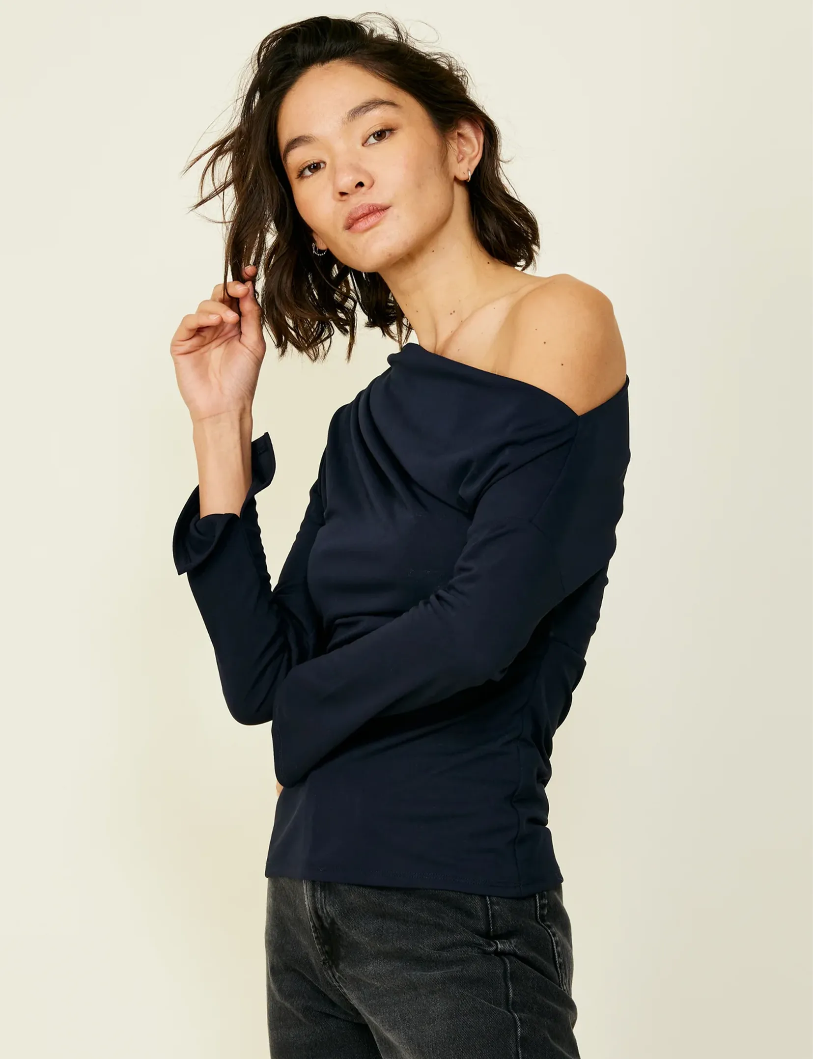 Riley Long Sleeve Top, Dark Navy