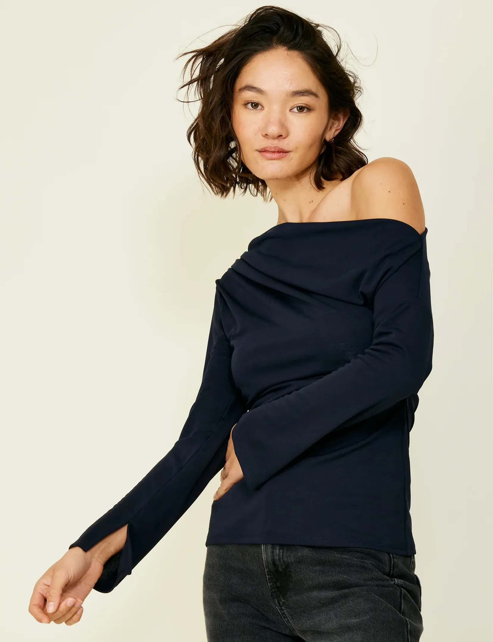 Riley Long Sleeve Top, Dark Navy