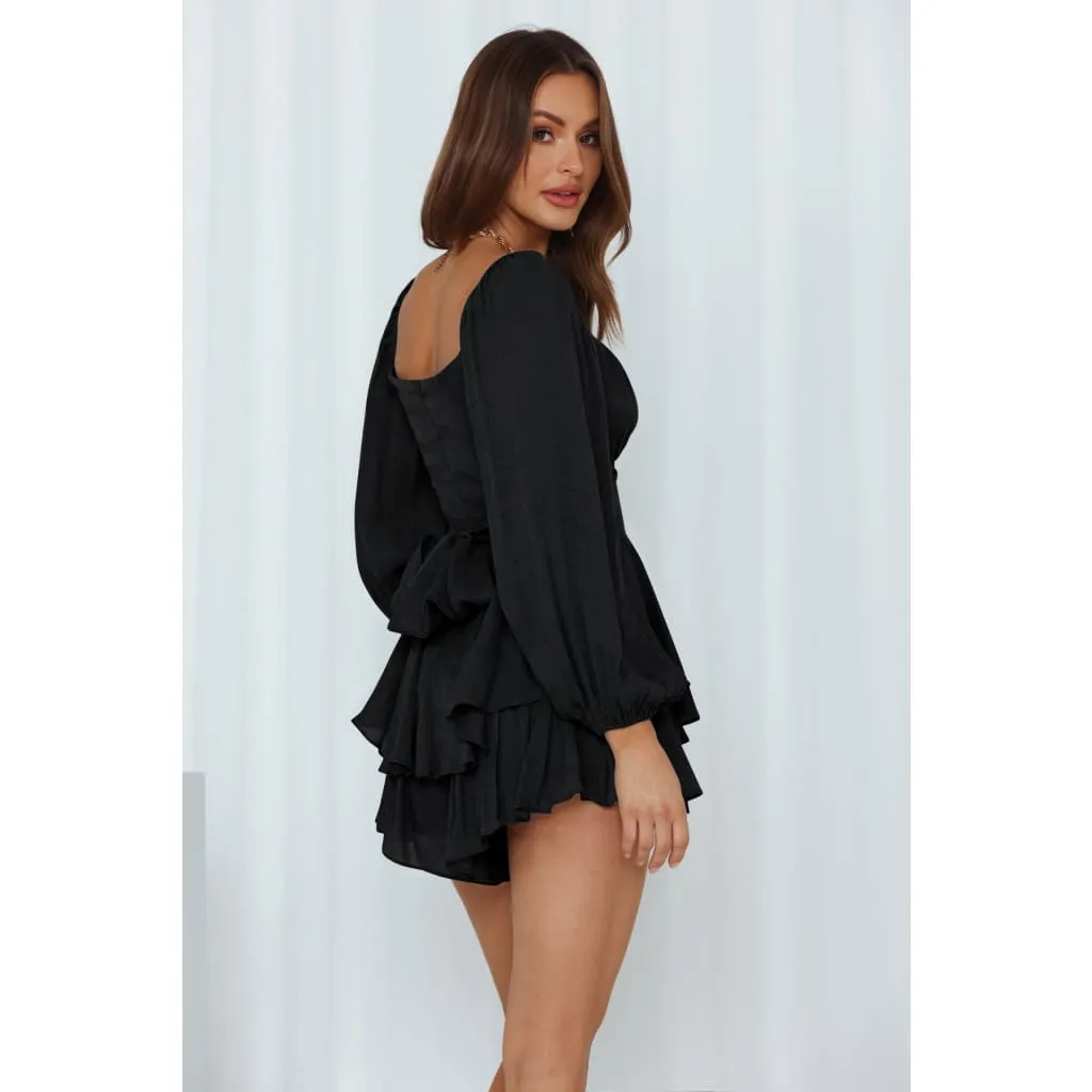 Ruched Bustier Sweetheart Neck Lantern Sleeve Ruffle Hem Romper