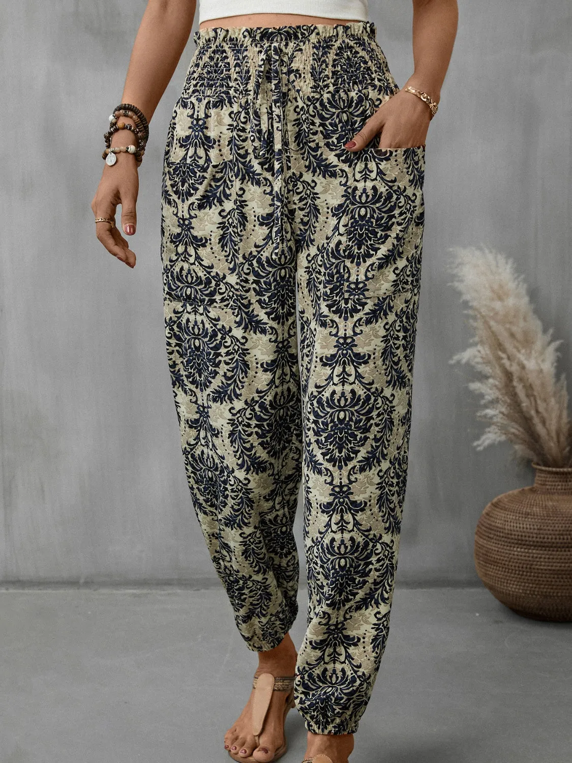 Smocked Waist Baggy Fit Pants - Culture Heaven Special