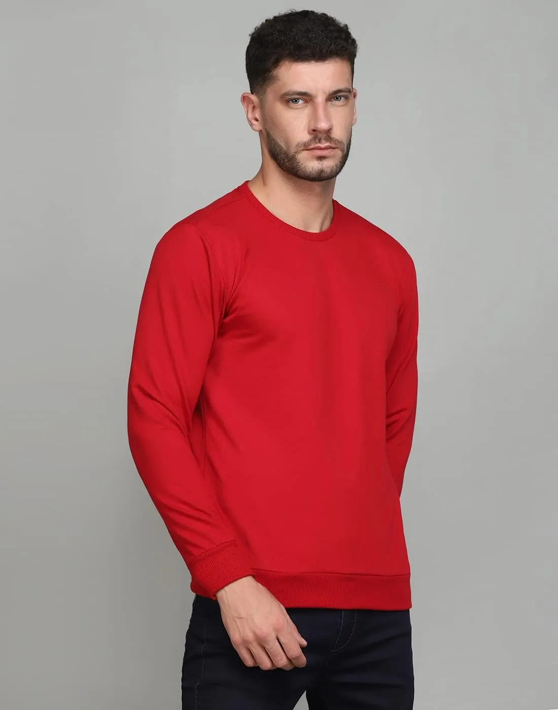 SPUNN Men's Cotton Round Neck Full Sleeves Sweatshirt.  (RED)