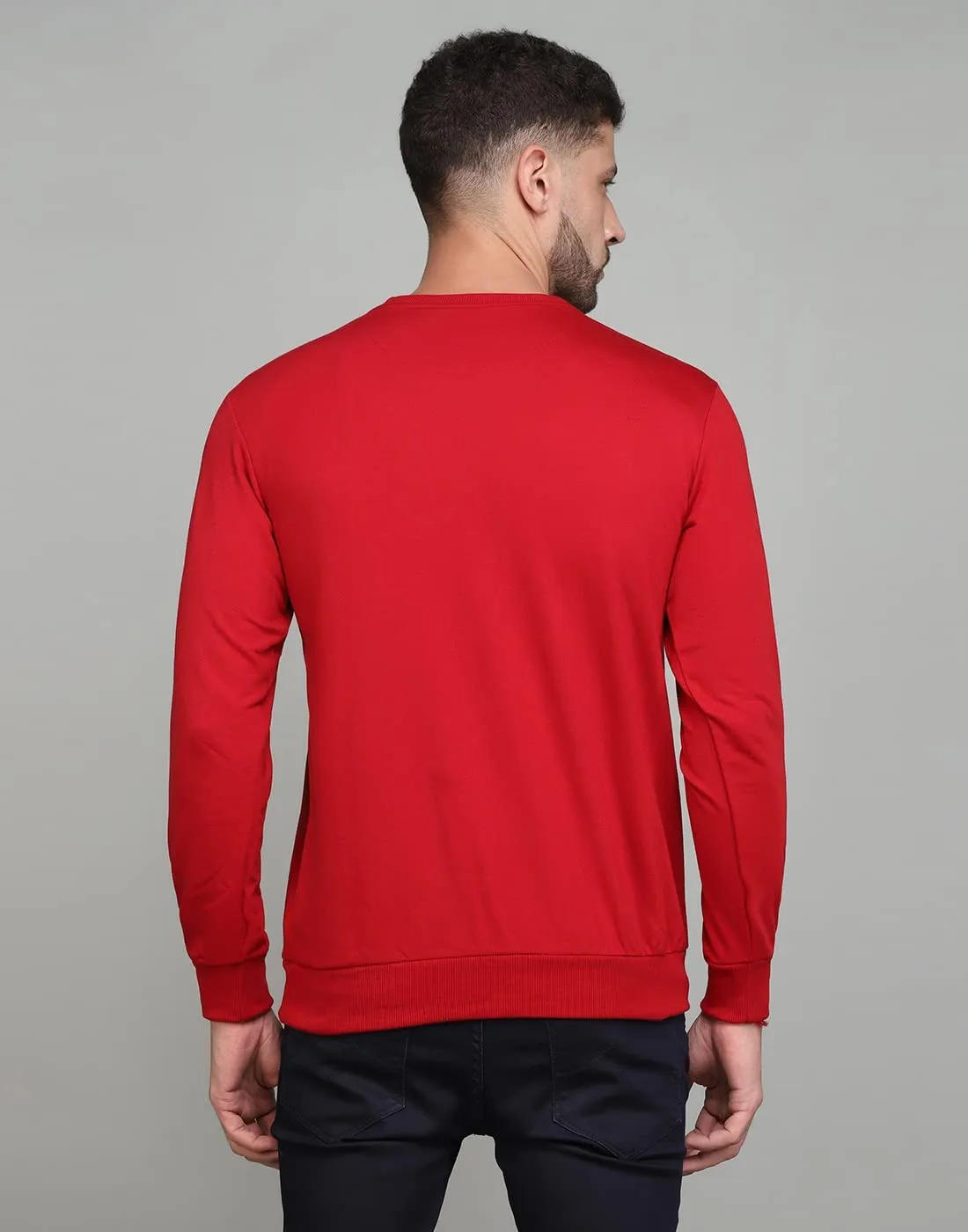 SPUNN Men's Cotton Round Neck Full Sleeves Sweatshirt.  (RED)