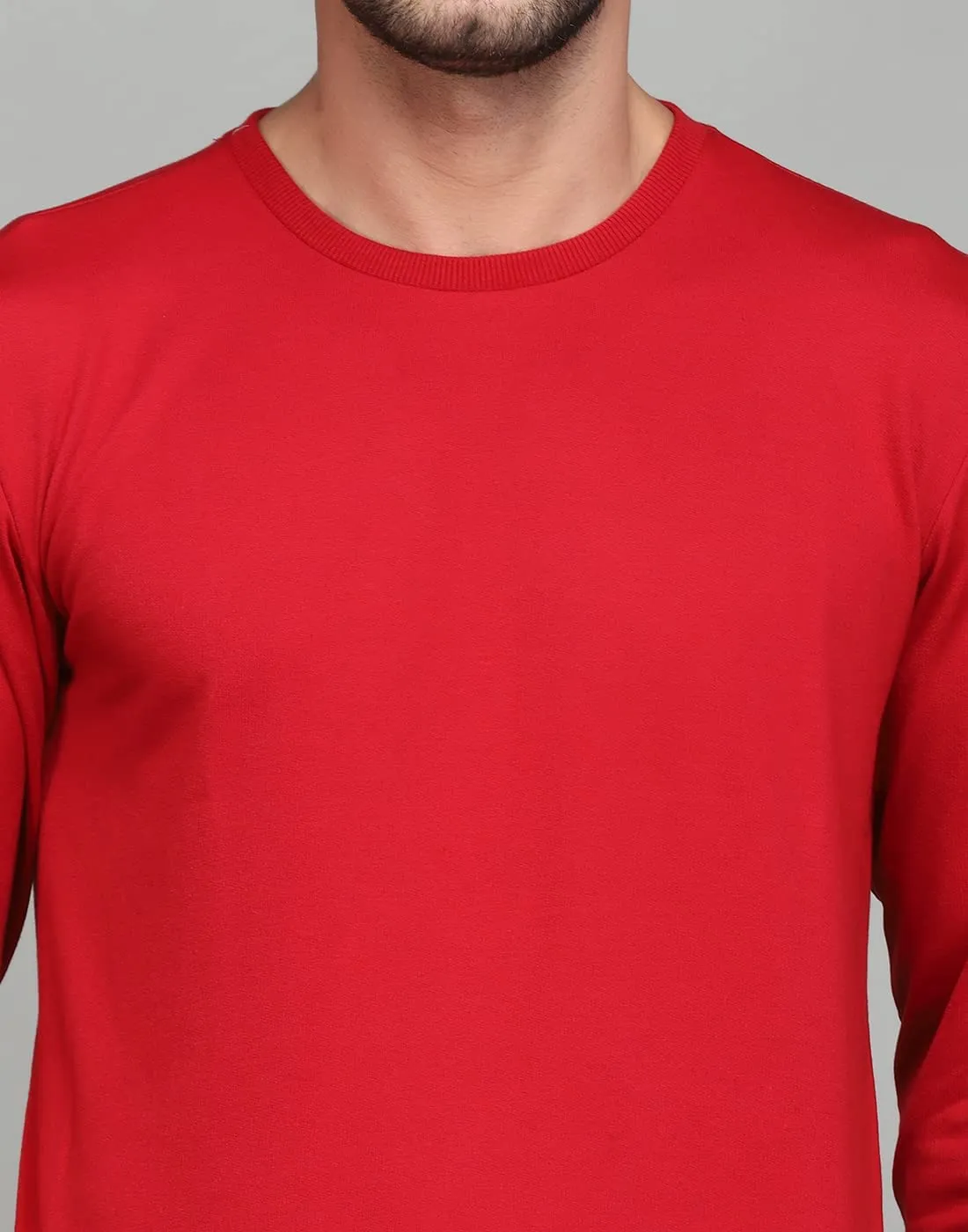 SPUNN Men's Cotton Round Neck Full Sleeves Sweatshirt.  (RED)