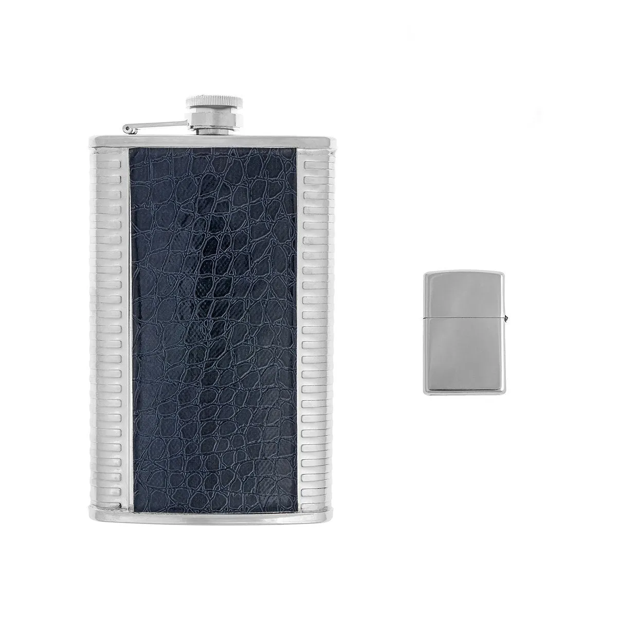 Stainless Steel Flask in Genuine Leather Black Yagdash Hunter's Bag