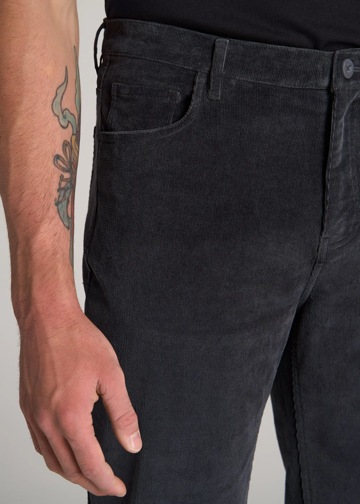 STRAIGHT-LEG Stretch Corduroy Pants for Tall Men in Iron Grey