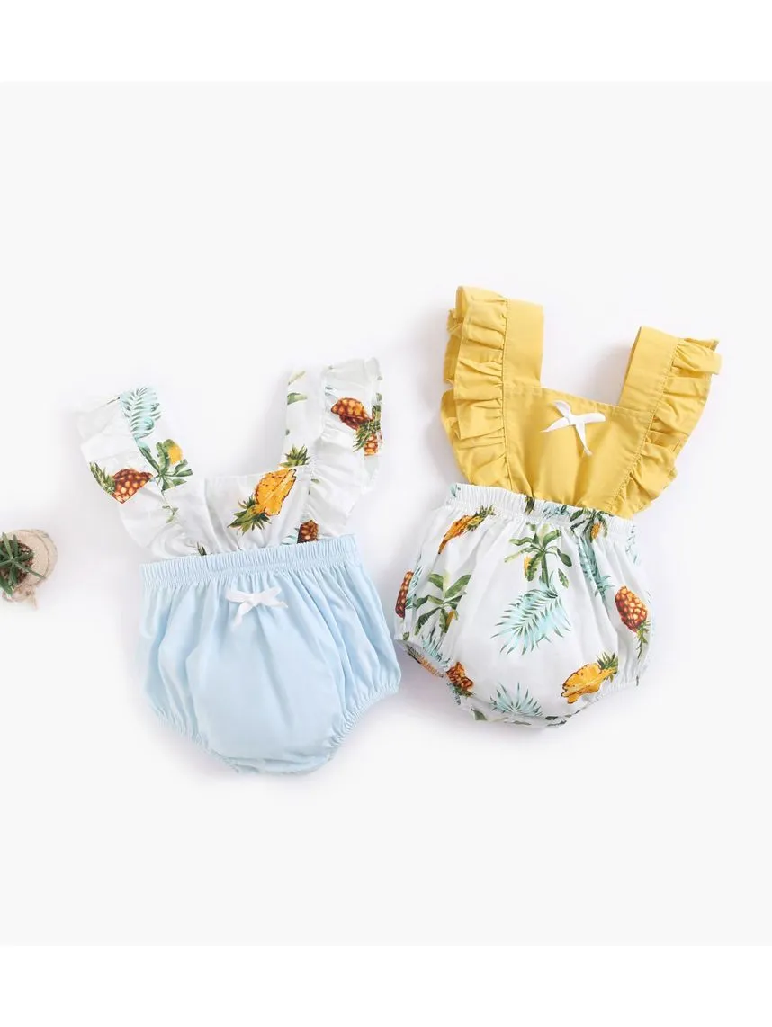 Stylish Infant Toddler Girl Pineapple Ruffle Romper Playsuit