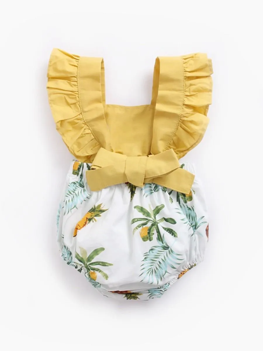 Stylish Infant Toddler Girl Pineapple Ruffle Romper Playsuit