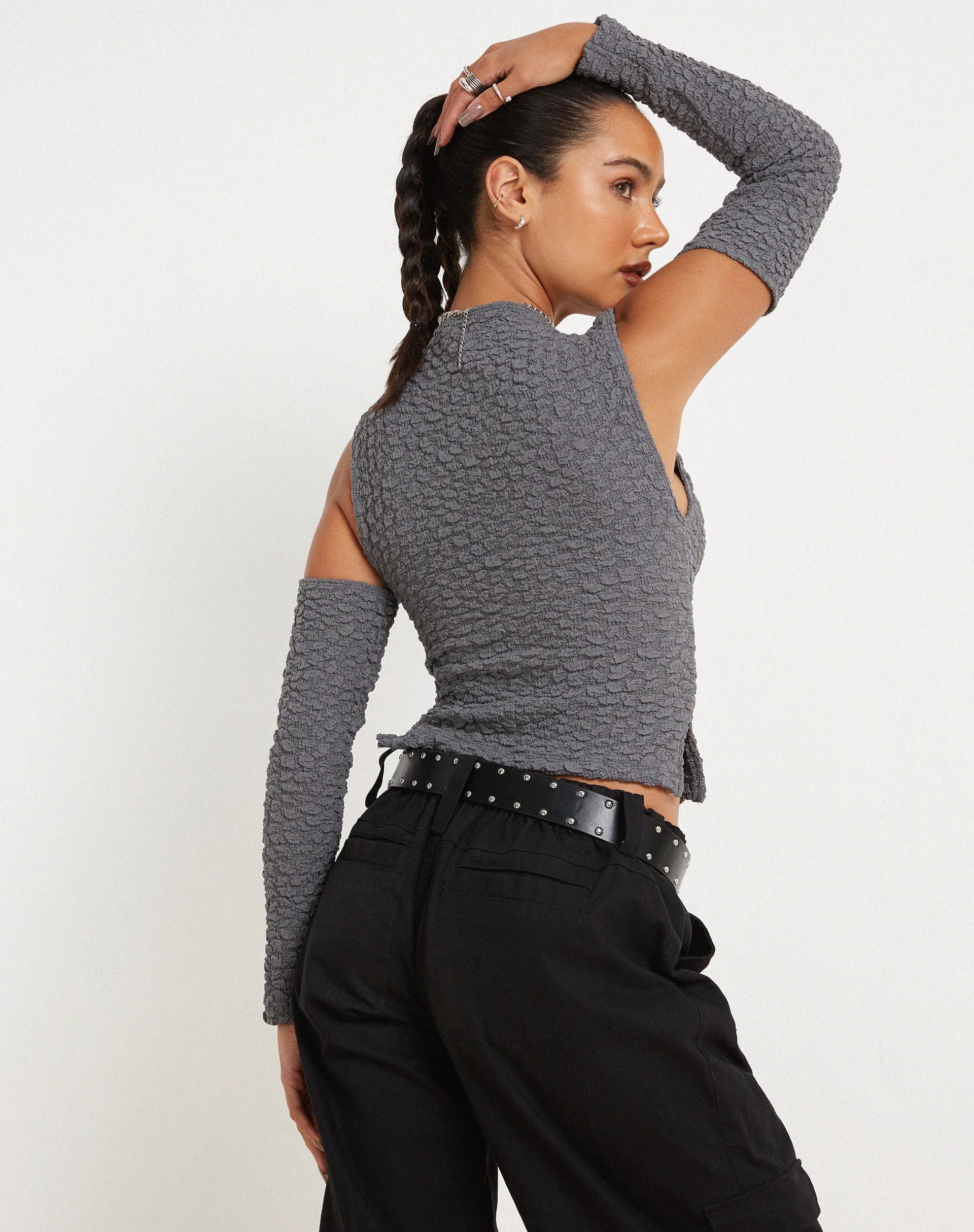 Suji Long Sleeve Top in Bubble Charcoal