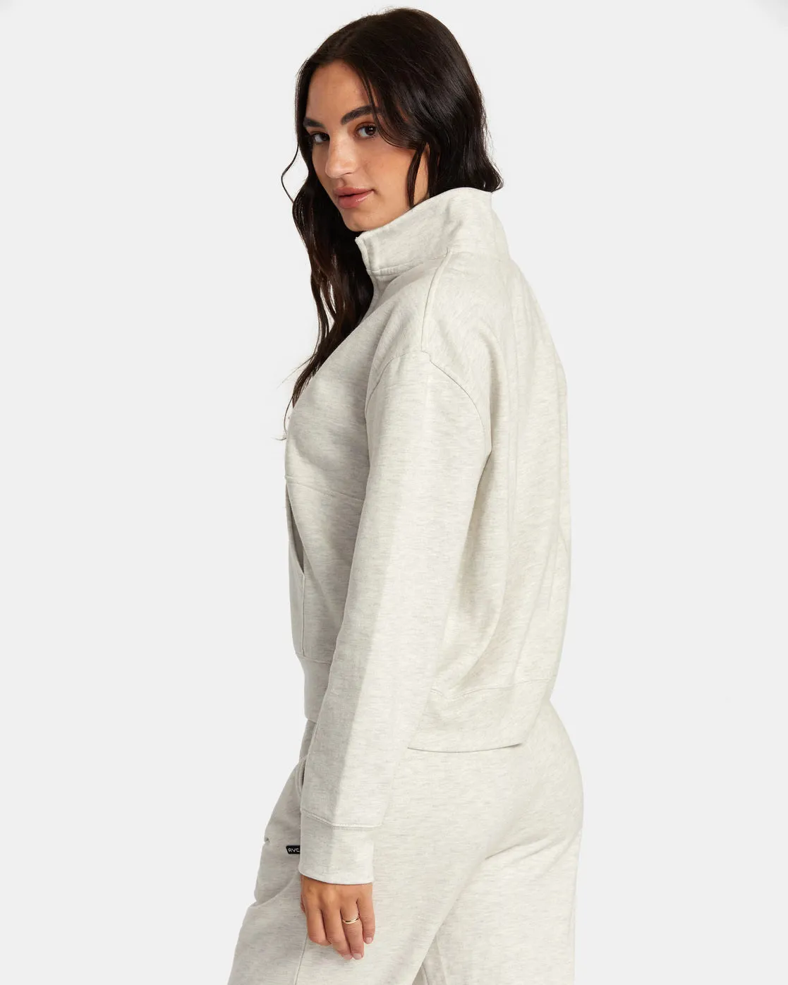 Sunday Half Zip Base Layer Top - Cream Heather