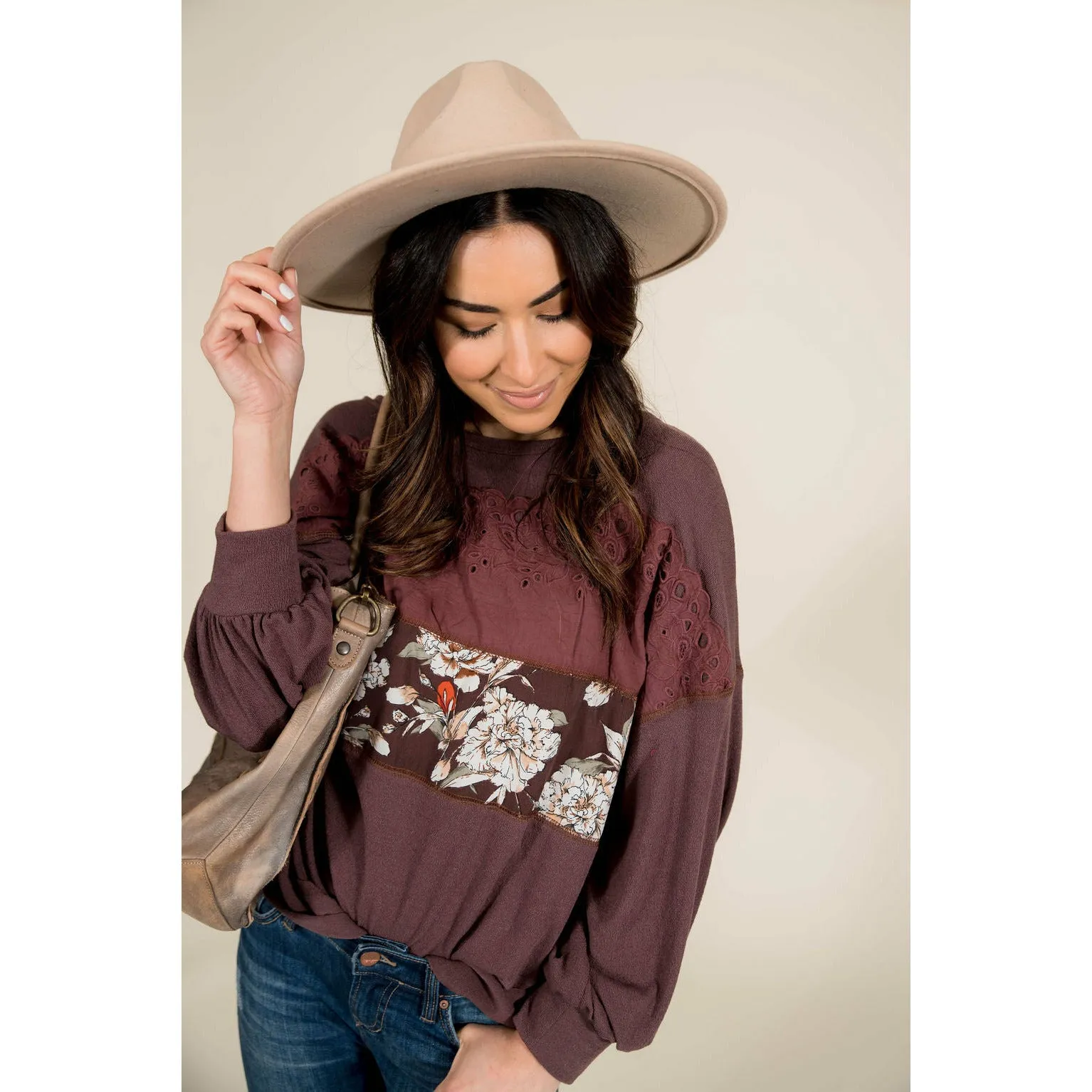 Touch of Floral Burgundy Sweatshirt