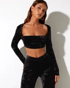 Traisa Crop Top in Velour Black