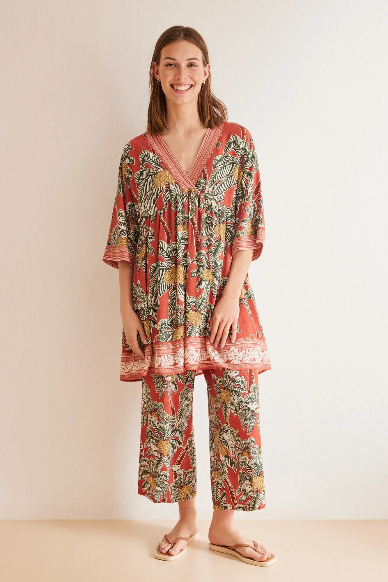 Tropical print viscose dress