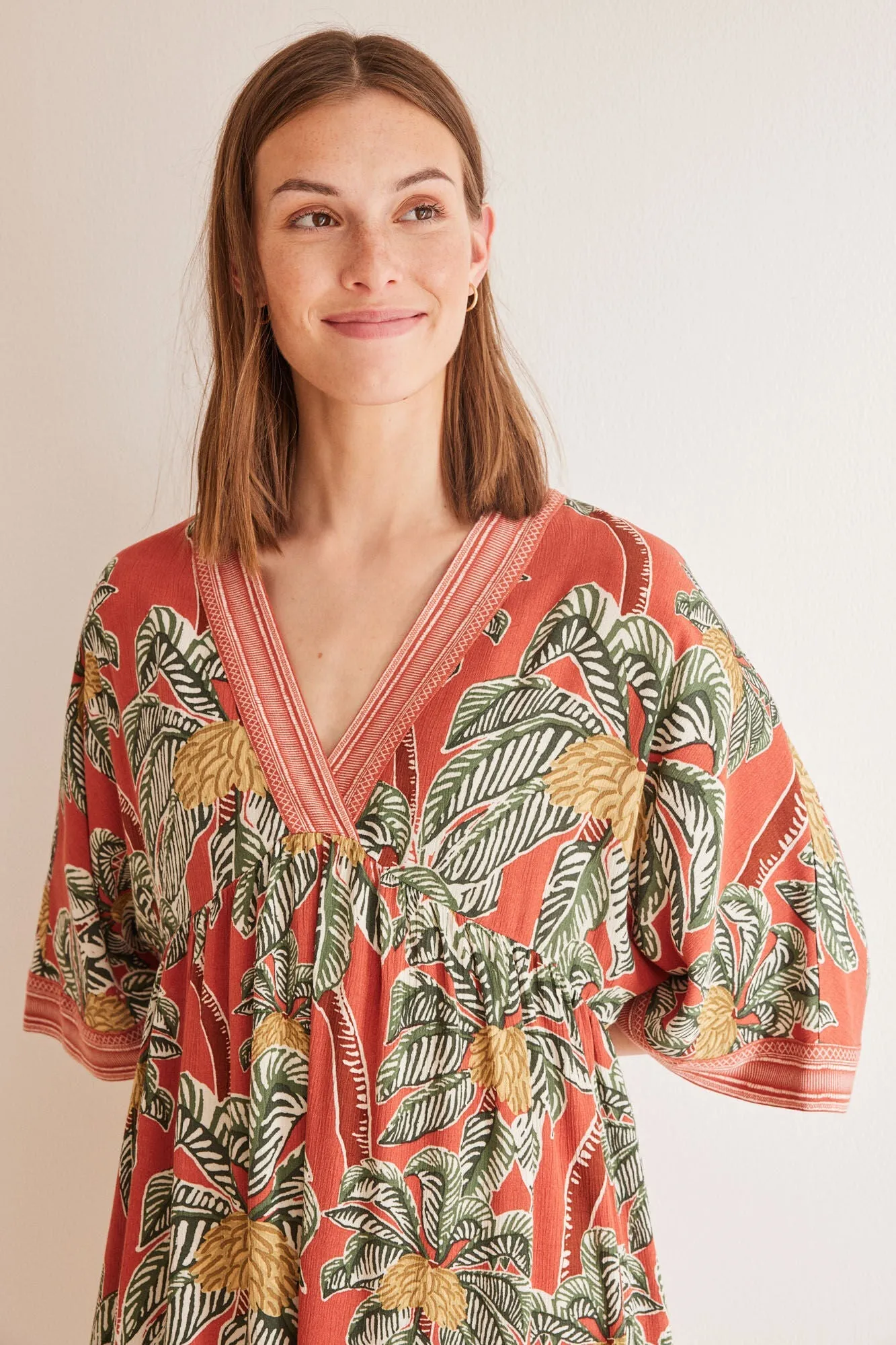 Tropical print viscose dress