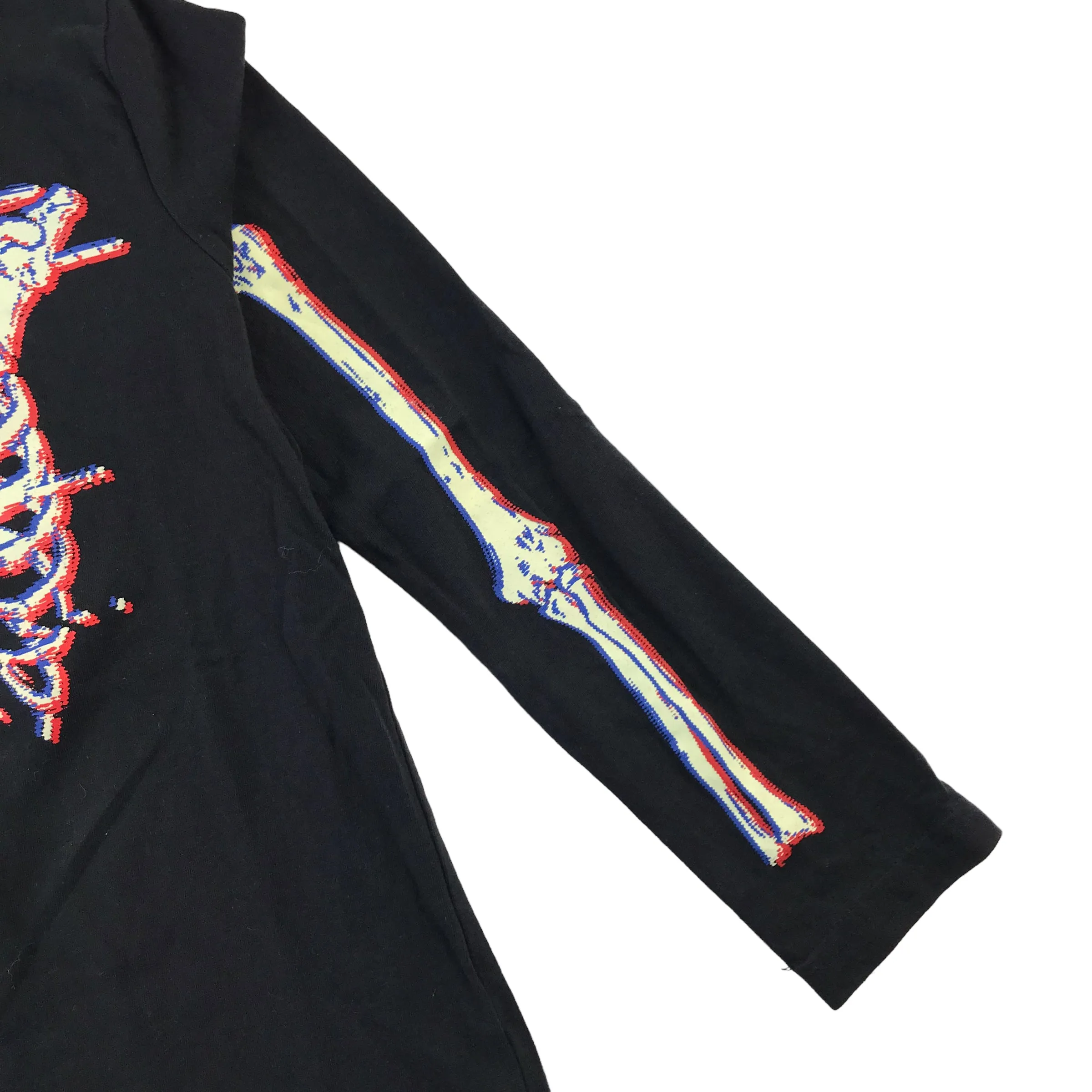 Tu t-shirt 7-8 years black pixelated skeleton long sleeve cotton