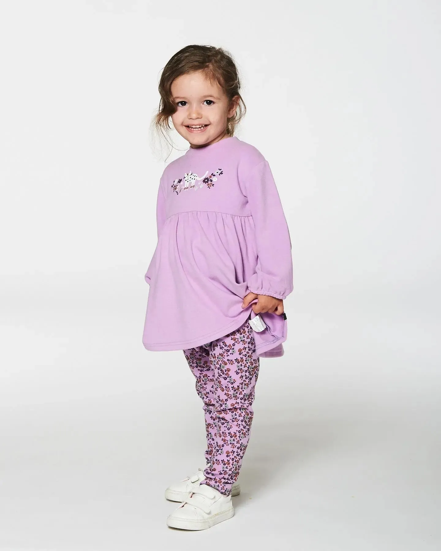 Tunic And Printed Leggings Set Lilac Mini Flowers