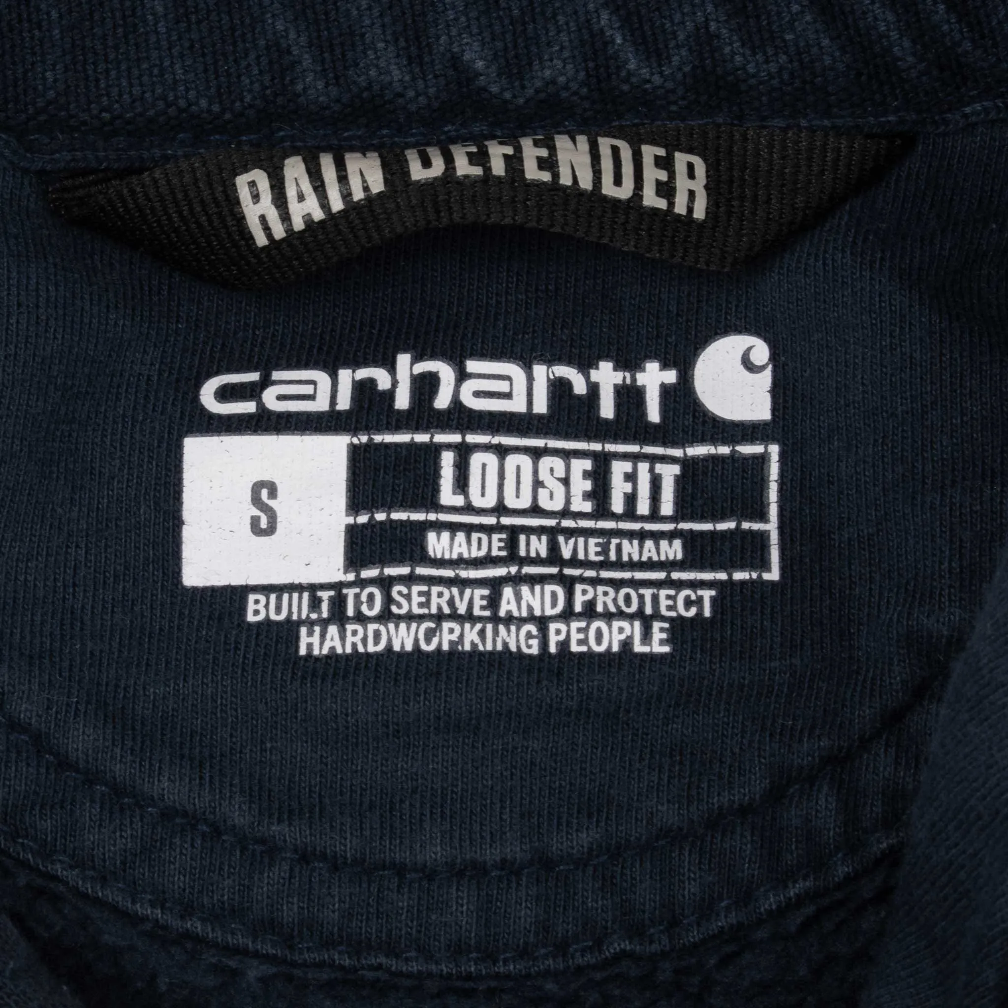 VINTAGE CARHARTT CLASSIC NAVY BLUE HOODIE SWEATSHIRT SMALL