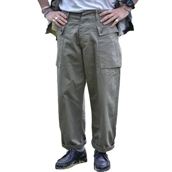 Vintage Multi-pocket Straight-Leg Loose Cargo Trousers