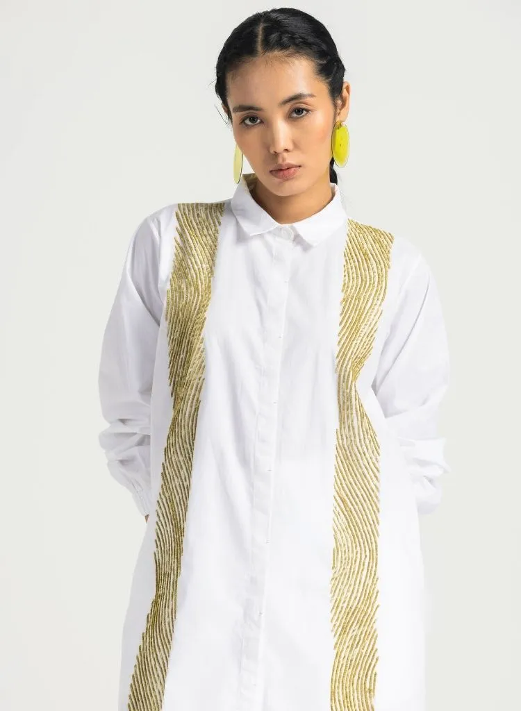 Wave Embrodiered Shirt Set