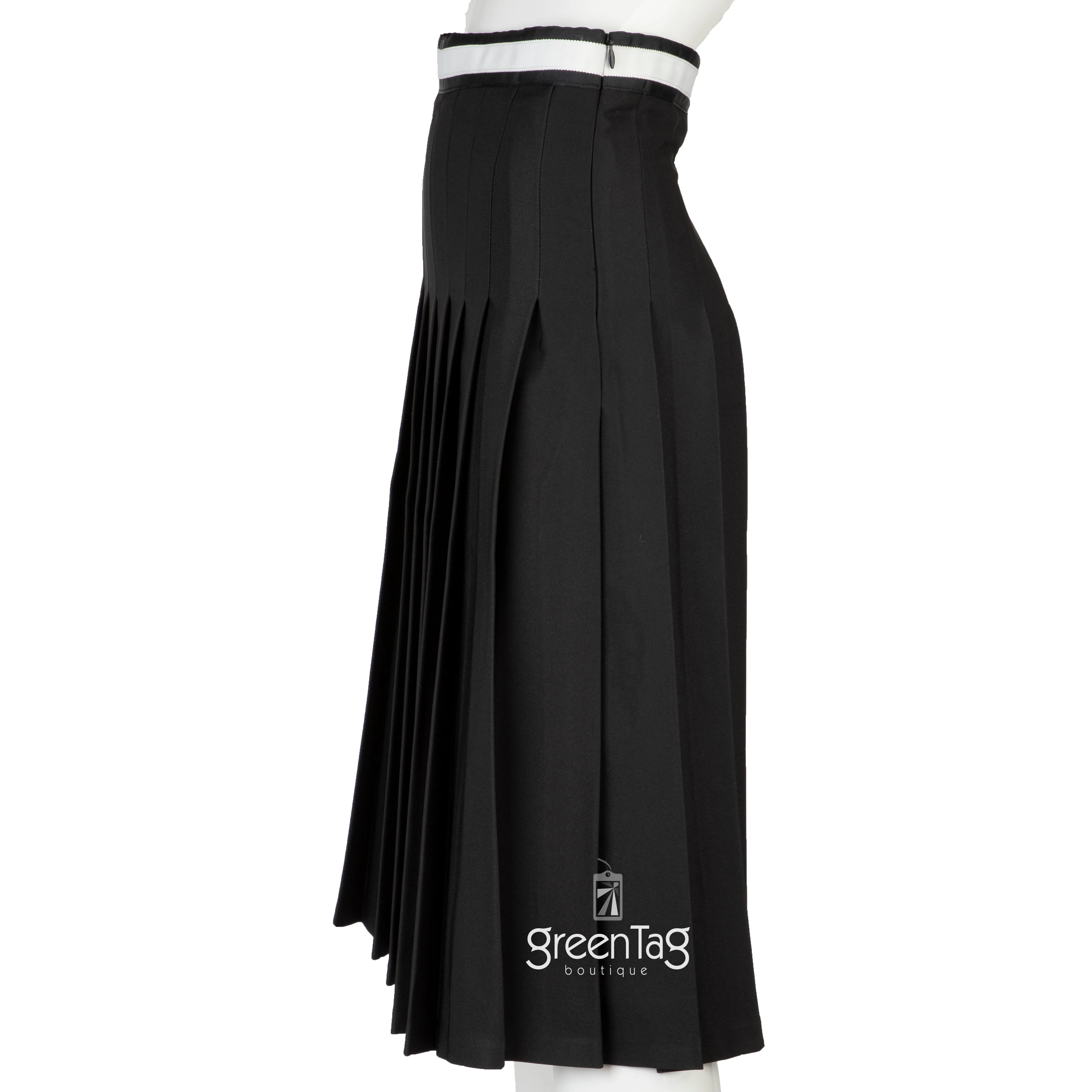 WEAR AND FLAIR PLEATED SKIRT W RIBBON WAISTBAND BLACK