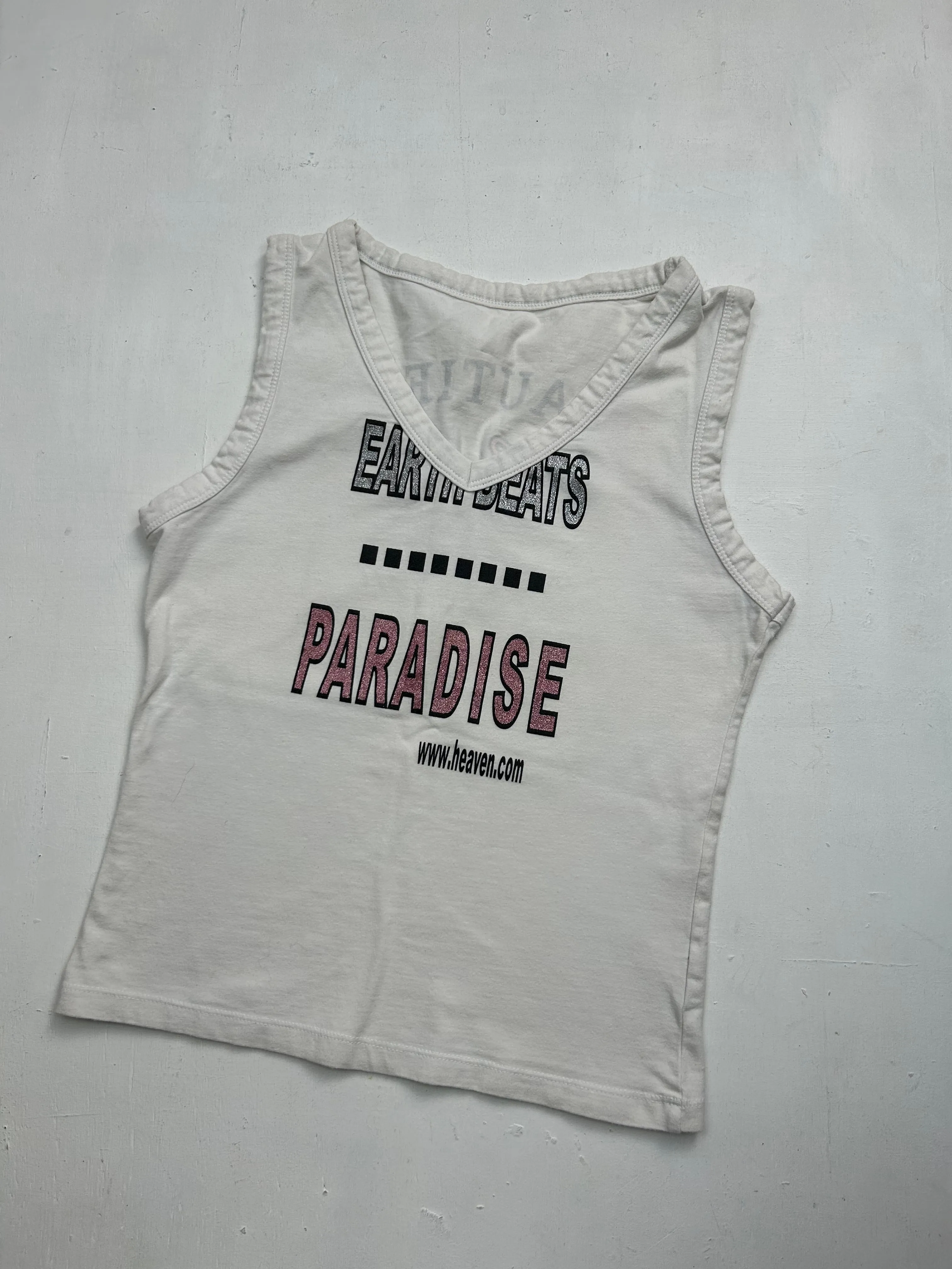 White glitters text print tank top (S)