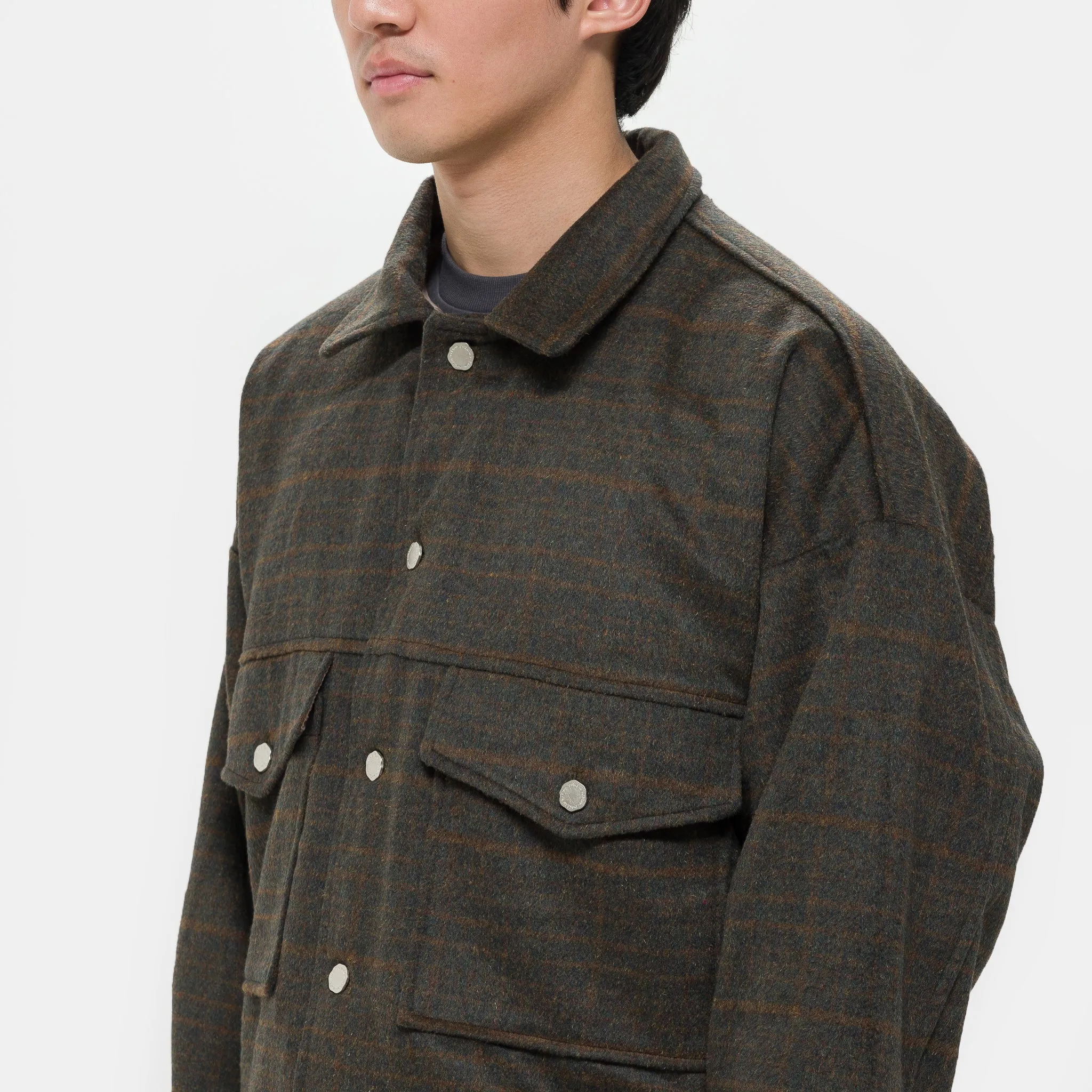 Wool Checkered Jacket in Brown