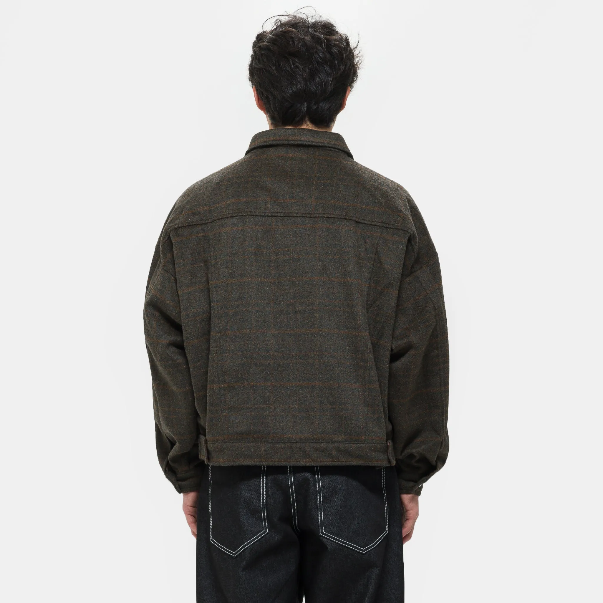 Wool Checkered Jacket in Brown