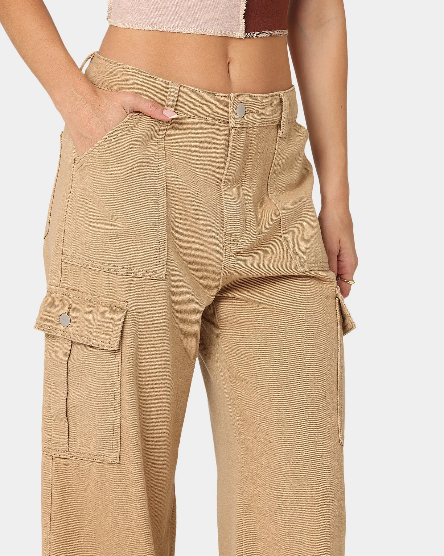 XXIII Women's Poppy Wide Leg Cargo Pants Tan