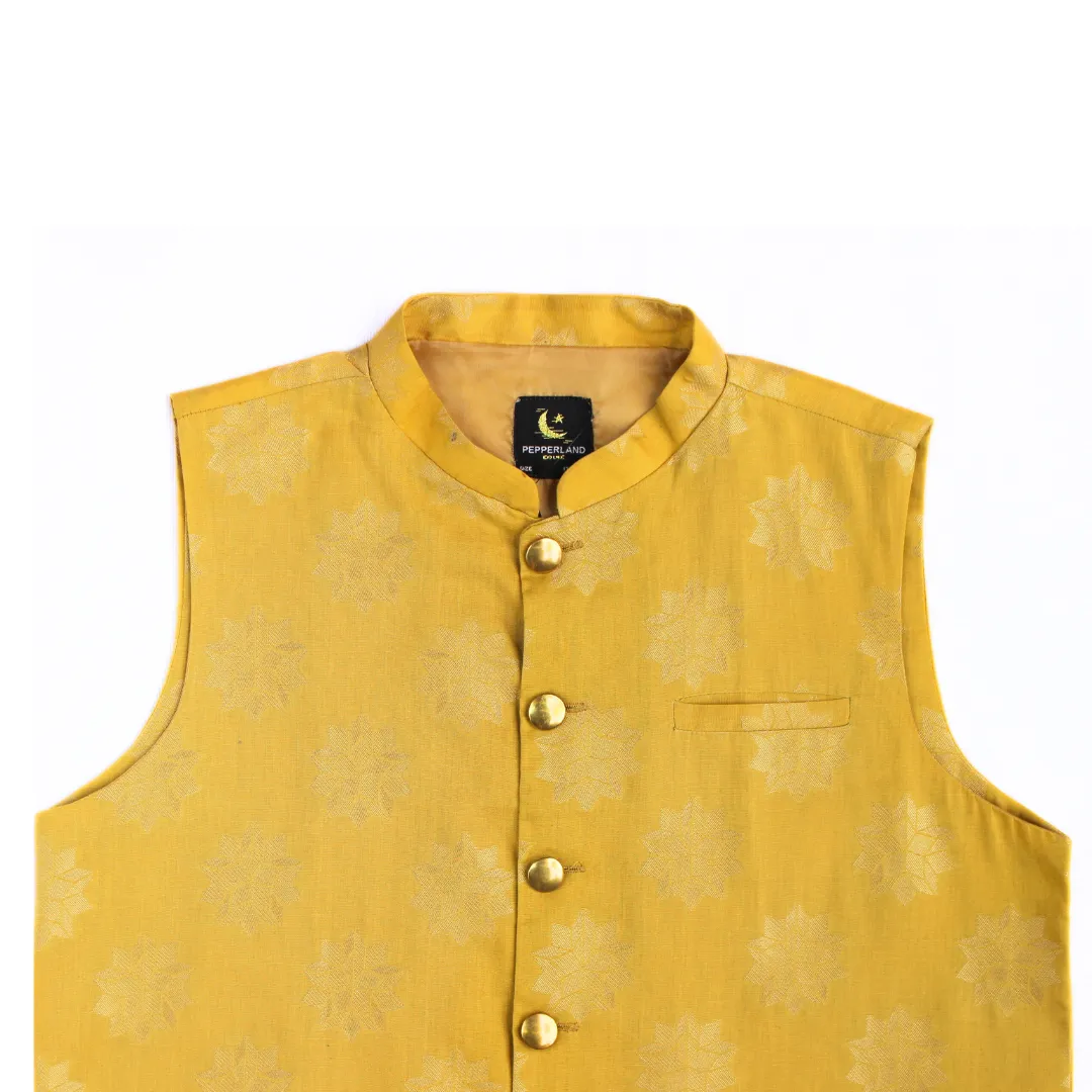 Yellow jacquard waist coat