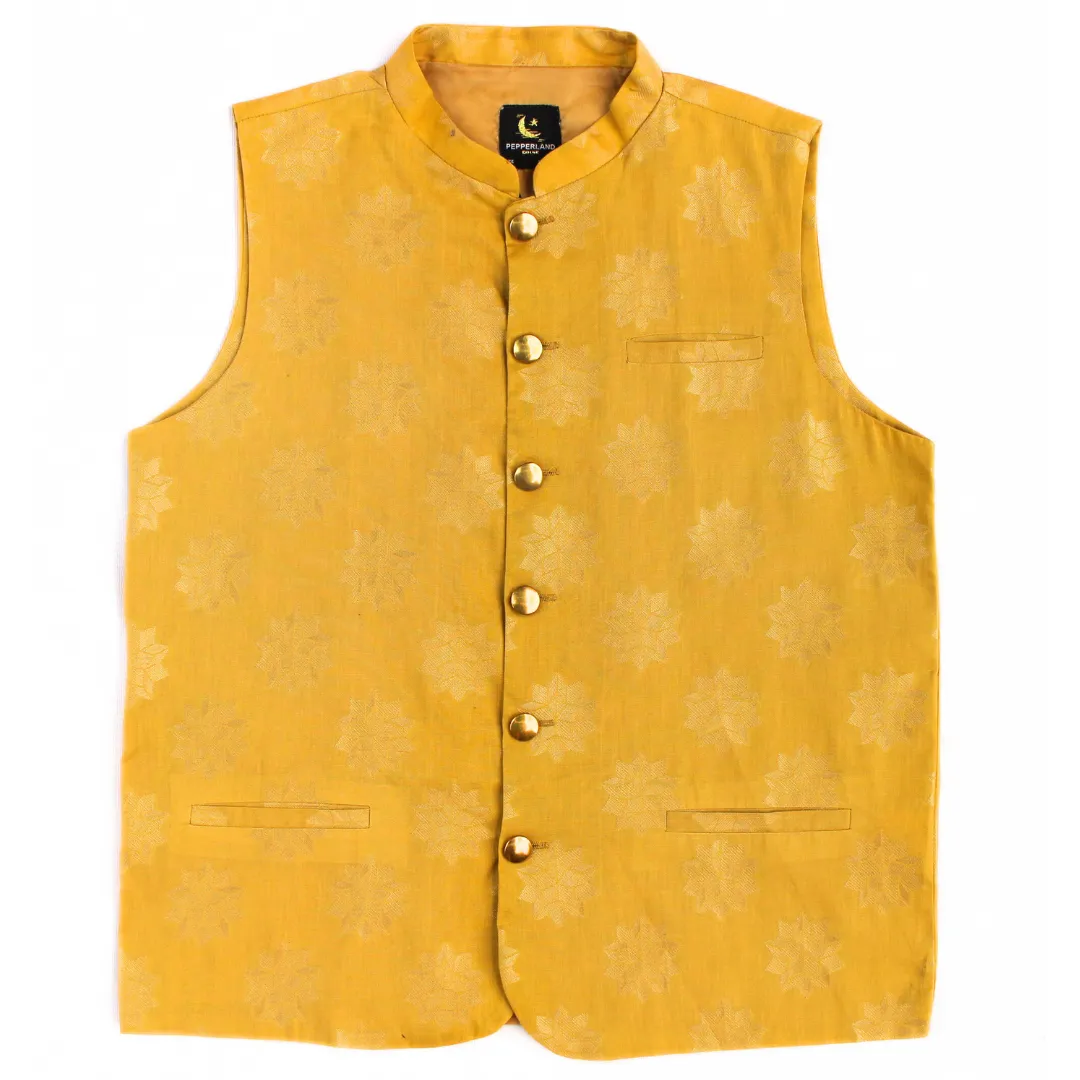 Yellow jacquard waist coat